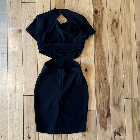 Express Black Ribbed Dress - Picture 3 of 3